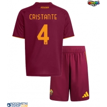 Otroški Nogometni dresi AS Roma Bryan Cristante #4 Domači 2025-26 Kratek Rokav (+ Kratke hlače)